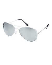 Asos Silver Aviator Sunglasses With Mirror Lens