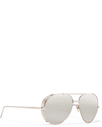 Linda Farrow Aviator Style Platinum Mirrored Sunglasses Silver