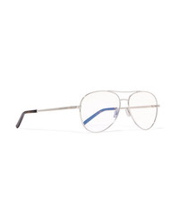 Saint Laurent Aviator Style Silver Tone Optical Glasses