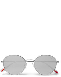 Prada Aviator Style Silver Tone Sunglasses