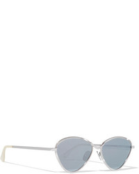 Le Specs Bazaar Cat Eye Silver Tone Mirrored Sunglasses