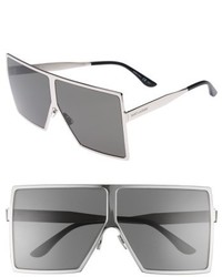 Saint Laurent Betty 68mm Shield Sunglasses Silver Grey