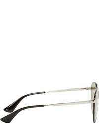 Prada Black And Silver Double Bridge Aviator Sunglasses