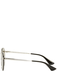 Prada Black And Silver Double Bridge Aviator Sunglasses
