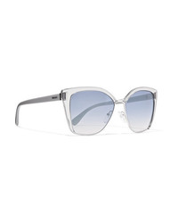 Prada Cat Eye Acetate And Silver Tone Mirrored Sunglasses