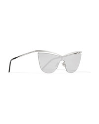 Saint Laurent Cat Eye Silver Tone And Acetate Mirrored Sunglasses