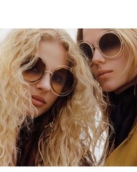 Chloé Chloe Carlina 58mm Round Sunglasses Gold Transparent Grey