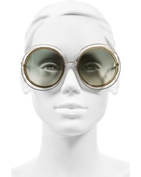 Chloé Chloe Carlina 58mm Round Sunglasses Gold Transparent Grey