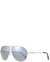 Tom Ford Cliff Light Ruthenium Aviator Sunglasses Silver