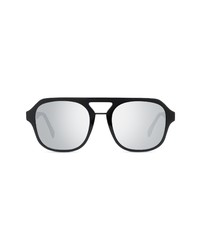Fendi Diagonal 55mm Aviator Sunglasses In Shiny Black Smoke Mirror At Nordstrom