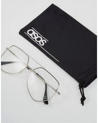 Asos Geeky Angular Aviator Clear Lens Glasses