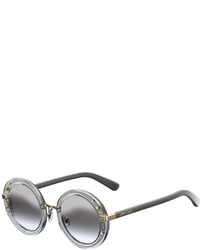 Jimmy Choo Gems Round Rhinestone Sunglasses