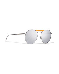 Fendi Gentle Aviator Style Silver Tone Mirrored Sunglasses