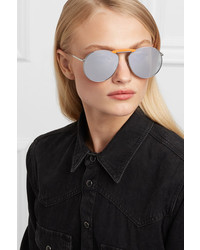 Fendi Gentle Aviator Style Silver Tone Mirrored Sunglasses