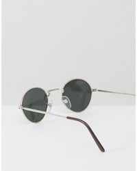 Reclaimed Vintage Inspired Metal Round Sunglasses In Silver