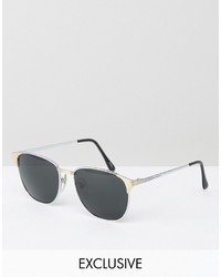 Reclaimed Vintage Inspired Square Metal Sunglasses In Silver