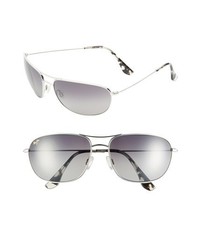 Maui Jim Hideaways Maui Evolution 64mm Polarized Metal Sunglasses Silver One Size