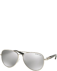 Michael Kors Michl Kors Chain Link Aviator Sunglasses Silver Mirror