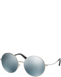 Michael Kors Michl Kors Round Flash Metal Sunglasses Silver
