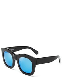 Illesteva Mirrored Hamilton Oversized Thick Rim Square Sunglasses 49mm