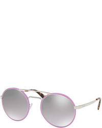 Prada Mirrored Round Brow Bar Sunglasses