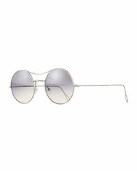Kyme Ros Round Mirror Sunglasses Silver