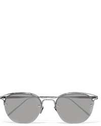 Linda Farrow Round Frame Platinum Tone Mirrored Sunglasses