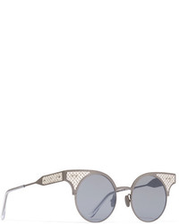 Bottega Veneta Round Frame Silver And Titanium Sunglasses