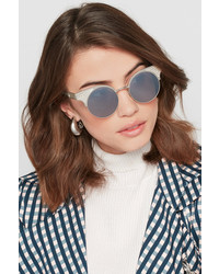 Bottega Veneta Round Frame Silver And Titanium Sunglasses