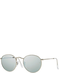 Ray-Ban Round Metal Frame Sunglasses With Silver Mirror Lens