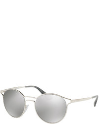Prada Round Metal Open Inset Sunglasses Silver