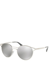 Prada Round Metal Open Inset Sunglasses Silver