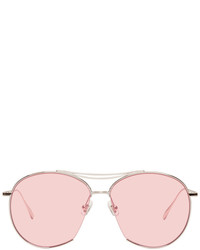 Gentle Monster Silver And Pink Jumping Jack Aviator Sunglasses