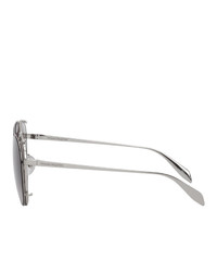 Alexander McQueen Silver Aviator Clip On Sunglasses
