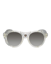 Moncler Silver Leather Ml0046 Sunglasses