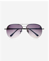 Express Silver Mirrored Rimless Aviator Sunglasses