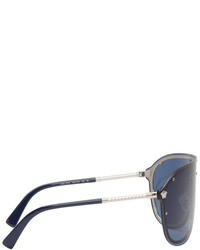 Versace Silver Pilot Shield Hybrid Sunglasses