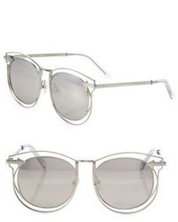 Karen Walker Simone 54mm Mirrored Cutout Round Sunglasses