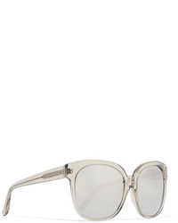 Linda Farrow Square Frame Acetate And White Gold Mirrored Sunglasses Silver