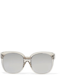 Linda Farrow Square Frame Acetate And White Gold Mirrored Sunglasses Silver