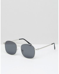 Asos Square Metal Sunglasses With Flat Lens