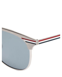 Thom Browne Logo Stripes Shiny Silver Sunglasses