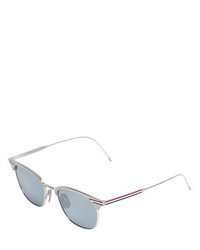 Thom Browne Logo Stripes Shiny Silver Sunglasses