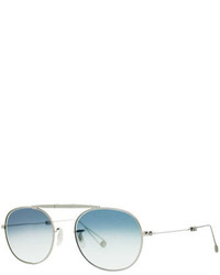 Garrett Leight Van Buren M 49 Aviator Sunglasses Silver