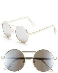 Le Specs Vertigo 50mm Sunglasses Brushed Gold Silver Mirror