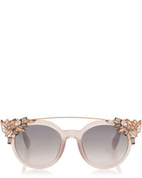 Jimmy Choo Vivy Pink Round Framed Sunglasses With Detachable Jewel Clip On