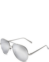 Linda Farrow White Gold Aviator Sunglasses