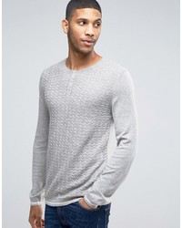 Asos Grandad Neck Sweater In Merino Wool Mix