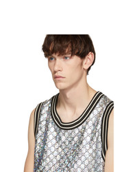 Gucci Black And Silver Gg Printed Tank Top