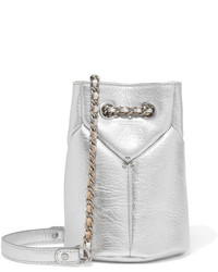 Jerome Dreyfuss Jrme Dreyfuss Popeye Mini Metallic Textured Leather Bucket Bag Silver